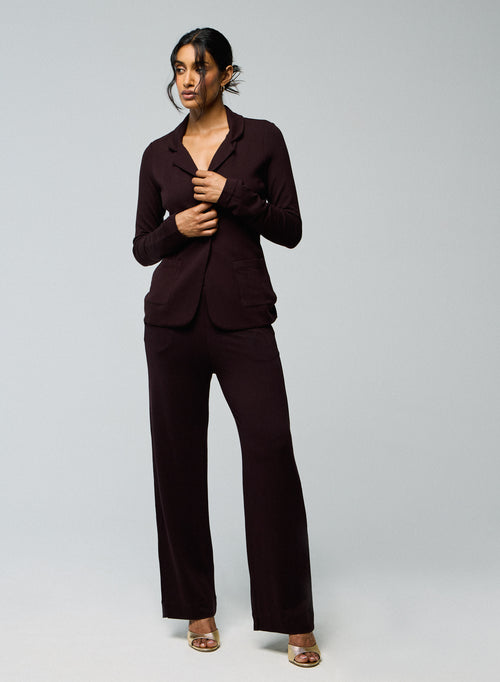 Aubergine Viscose / Elastane Pants - MAJESTIC FILATURES