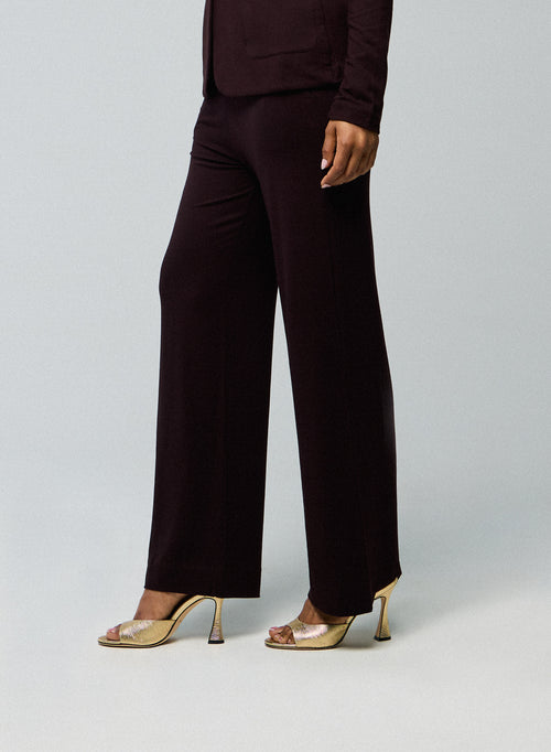 Aubergine Viscose / Elastane Pants - MAJESTIC FILATURES