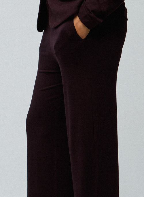 Aubergine Viscose / Elastane Pants - MAJESTIC FILATURES