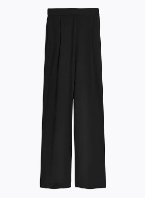 Schwarze Hose mit elastischem Bund aus Viskose und Elastan - MAJESTIC FILATURES