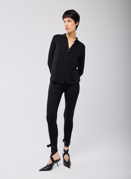 Leggings de viscosa y elastano negro - MAJESTIC FILATURES