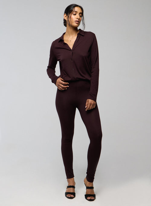 Aubergine Viscose / Elastane Pants - MAJESTIC FILATURES