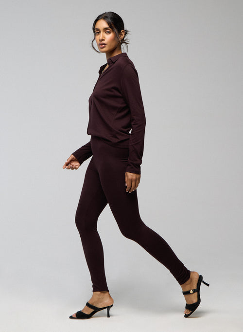 Aubergine Viscose / Elastane Pants - MAJESTIC FILATURES