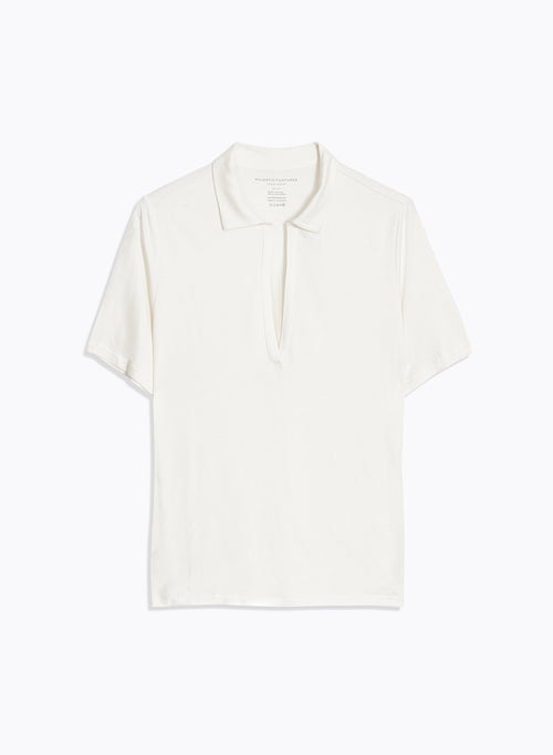 Weißes Poloshirt mit kurzen Ärmeln Polokragen aus Viskose / Elasthan - MAJESTIC FILATURES