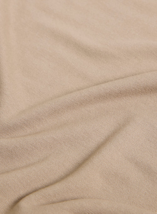 Beigefarbenes ärmelloses Kleid mit Wasserfallkragen aus Viskose - MAJESTIC FILATURES