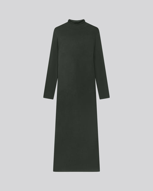 Grünes Rollkragenkleid mit langen Ärmeln aus Viskose / Elasthan - MAJESTIC FILATURES