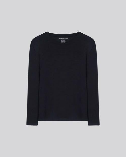 T-shirt Marine Col Rond Manches Longues en Viscose / Elasthanne - MAJESTIC FILATURES