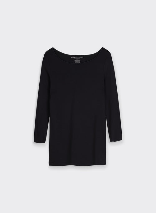 Adèle Vicose / Elastane Boat Neck T-shirt - MAJESTIC FILATURES