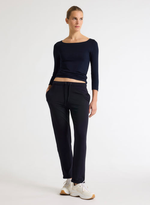 Adèle Vicose / Elastane Boat Neck T-shirt - MAJESTIC FILATURES