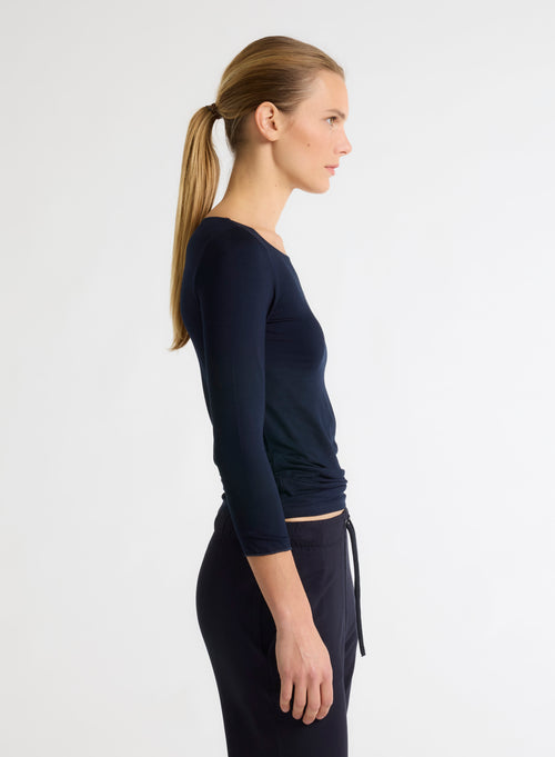 Adèle Vicose / Elastane Boat Neck T-shirt - MAJESTIC FILATURES