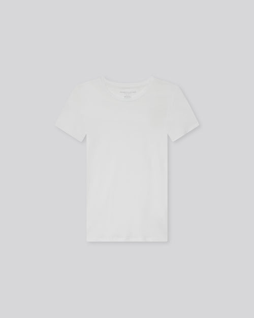 Weiß T Shirt Rundhals Kurze Ärmel Viskose Elasthan - MAJESTIC FILATURES
