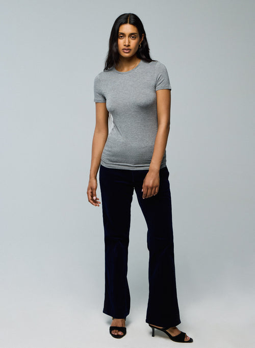 T-shirt Gris Col Rond Manches Courtes en Viscose / Elasthanne - MAJESTIC FILATURES