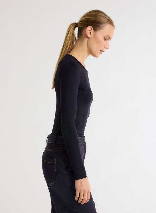 Ally T-Shirt rundhalsausschnitt aus Viskose / Elastan - MAJESTIC FILATURES