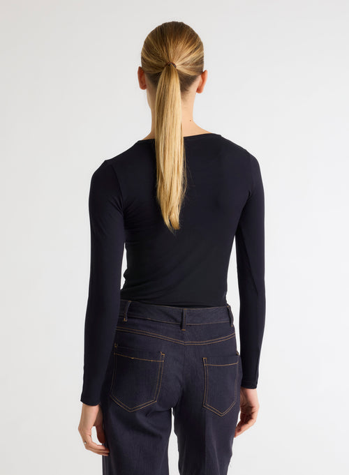 Ally T-Shirt rundhalsausschnitt aus Viskose / Elastan - MAJESTIC FILATURES