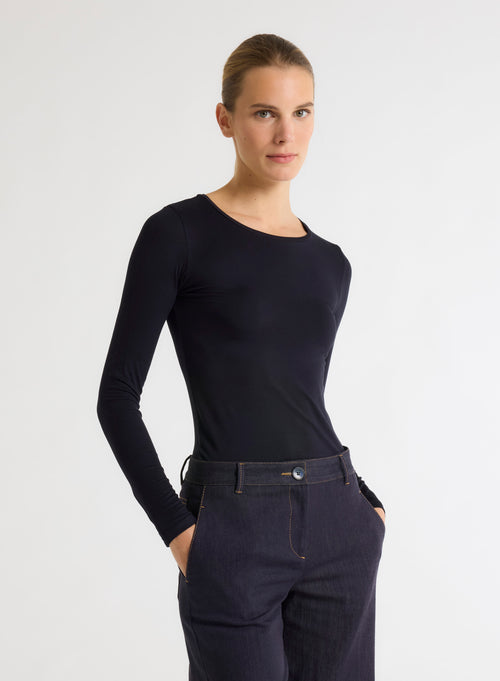 Ally T-Shirt rundhalsausschnitt aus Viskose / Elastan - MAJESTIC FILATURES