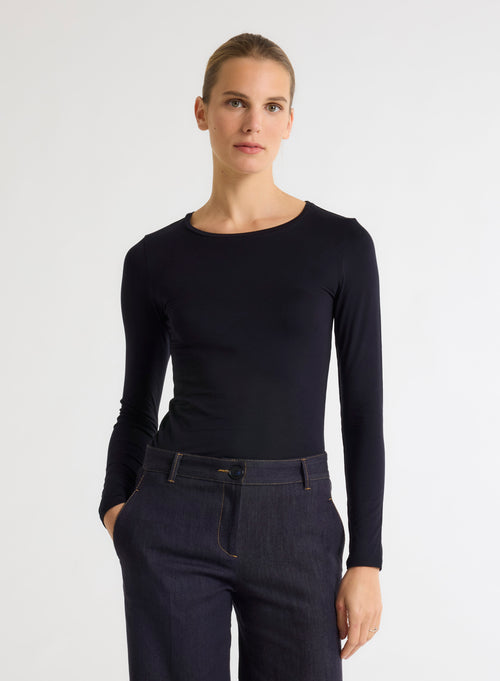 Ally T-Shirt rundhalsausschnitt aus Viskose / Elastan - MAJESTIC FILATURES