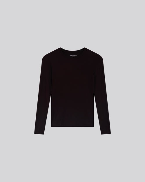 T-shirt Aubergine Col Rond Manches Longues en Viscose / Elasthanne - MAJESTIC FILATURES