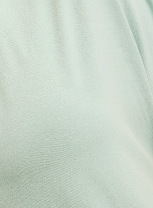 Blaues T-Shirt mit V-Ausschnitt und kurzen Ärmeln aus Viskose - MAJESTIC FILATURES