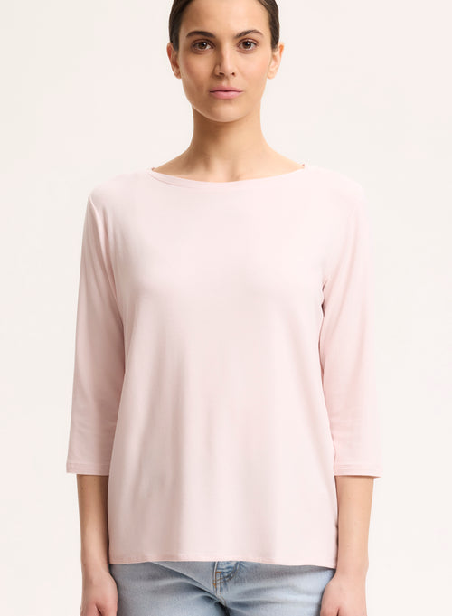 Petal Boatneck T-Shirt in Viscose and Elastane - MAJESTIC FILATURES