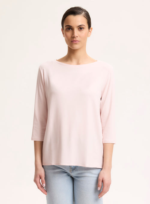 Petal Boatneck T-Shirt in Viscose and Elastane - MAJESTIC FILATURES
