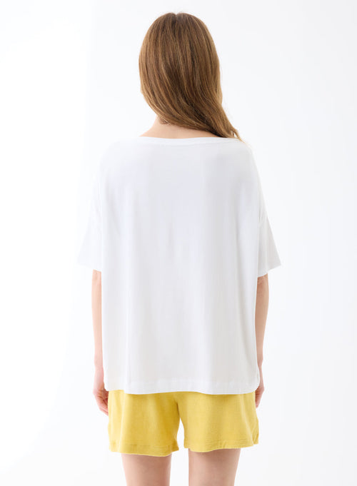 T-shirt Milk Manches Coudes Col Bateau en Viscose / Élasthanne - MAJESTIC FILATURES