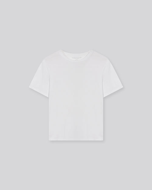 White T shirt Crew Neck Short Sleeves Viscose Elastane - MAJESTIC FILATURES