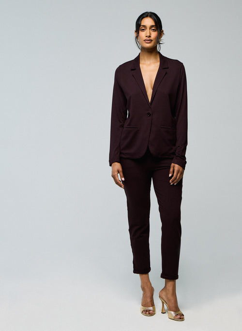 Veste Aubergine Veste Manches Longues en Viscose / Elasthanne - MAJESTIC FILATURES