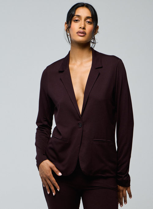 Veste Aubergine Veste Manches Longues en Viscose / Elasthanne - MAJESTIC FILATURES