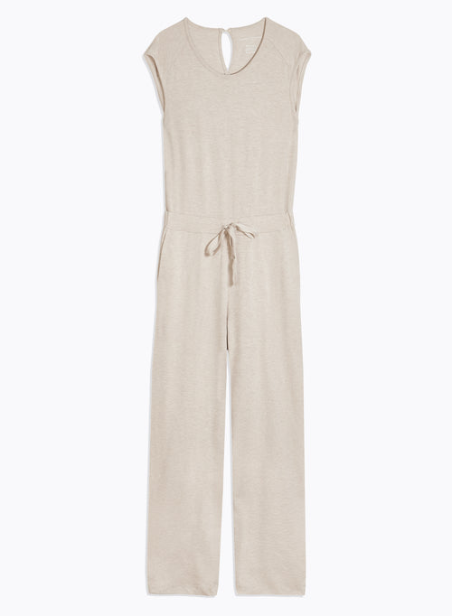Beige Round Neck Sleeveless Jumpsuit - MAJESTIC FILATURES