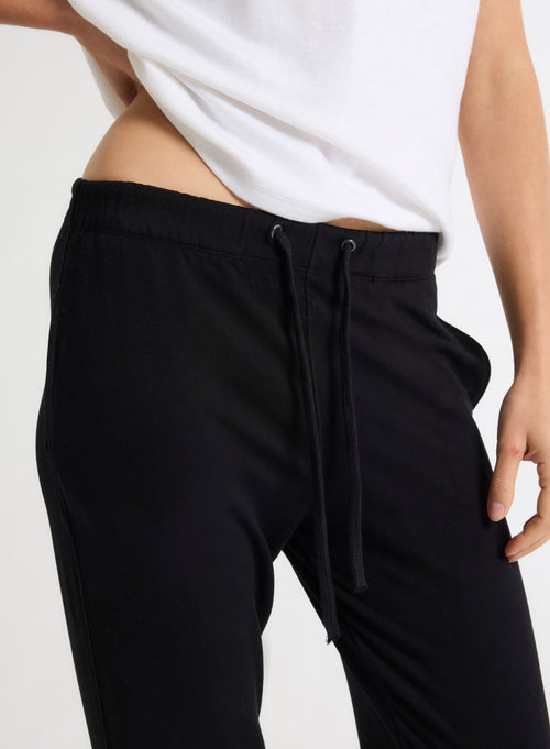 Black Daphne cuffed hem pants in Viscose / Elastane - MAJESTIC FILATURES