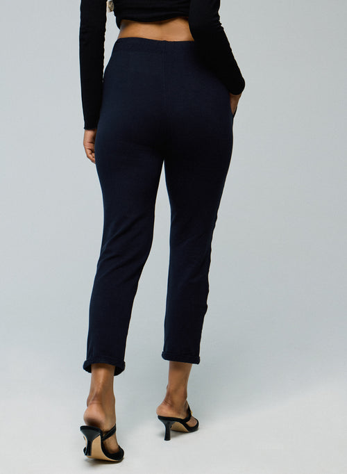Navy Trousers with Viscose and Elastane Pockets - MAJESTIC FILATURES