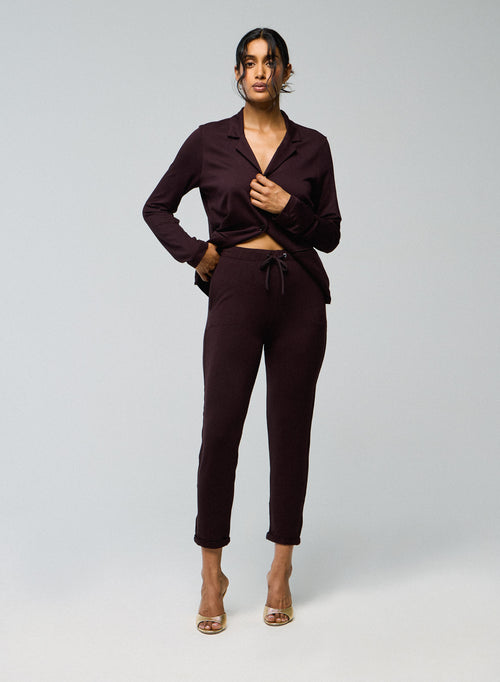 Aubergine Viscose / Elastane Pants - MAJESTIC FILATURES