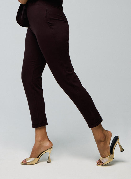 Aubergine Viscose / Elastane Pants - MAJESTIC FILATURES