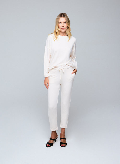 White Viscose/Elastane Pants - MAJESTIC FILATURES