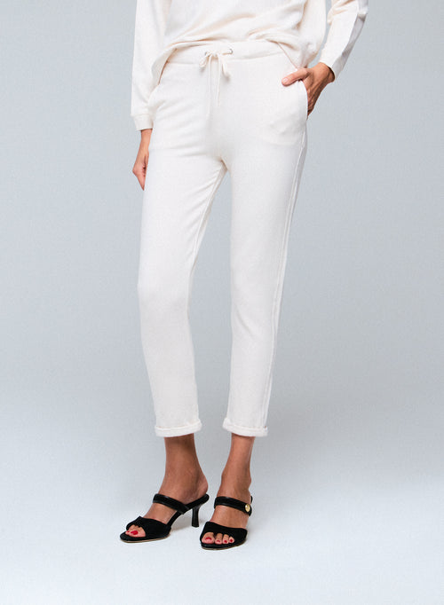 White Viscose/Elastane Pants - MAJESTIC FILATURES