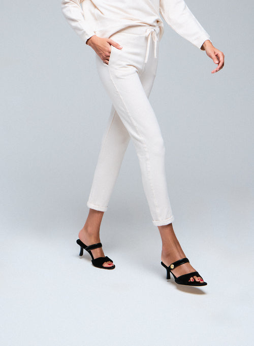 White Viscose/Elastane Pants - MAJESTIC FILATURES