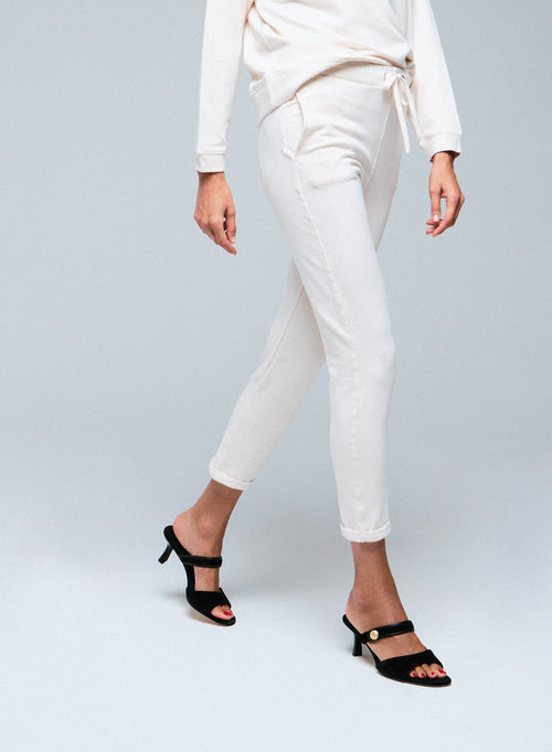 White Viscose/Elastane Pants - MAJESTIC FILATURES