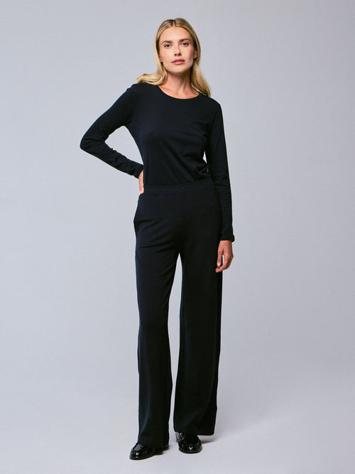 Marineblaue Hose aus Viskose / Elasthan - MAJESTIC FILATURES