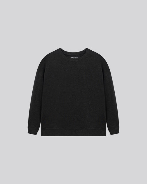 Grey Viscose / Elastane Long Sleeve Round Neck Sweatshirt - MAJESTIC FILATURES