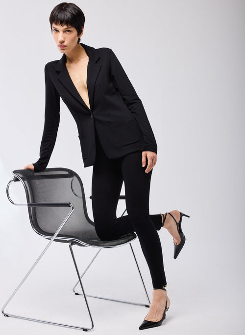 Veste Noir Manches Longues en Viscose / Elasthanne - MAJESTIC FILATURES