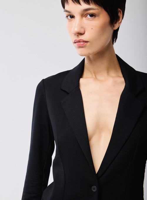 Veste Noir Manches Longues en Viscose / Elasthanne - MAJESTIC FILATURES