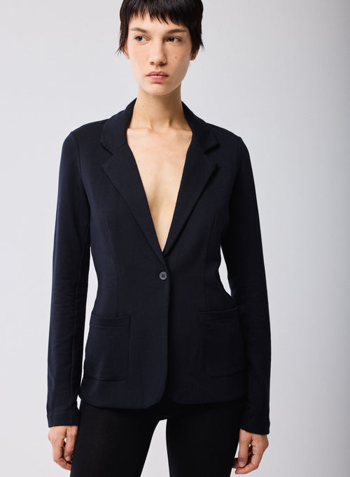Veste Marine Manches Longues en Viscose / Elasthanne - MAJESTIC FILATURES