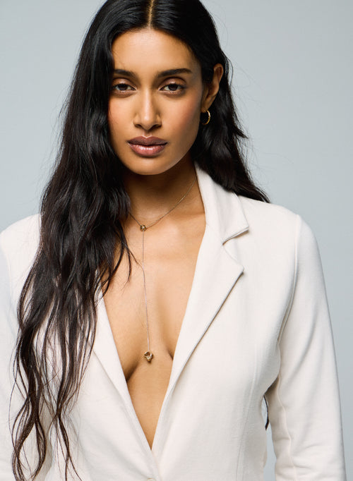 White long-sleeved viscose / elastane jacket - MAJESTIC FILATURES