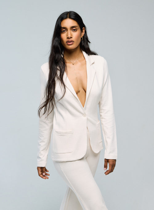 White long-sleeved viscose / elastane jacket - MAJESTIC FILATURES