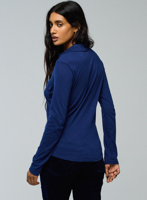 Chemise Bleu Chemise Manches Longues en Coton Organique / Cachemire - MAJESTIC FILATURES