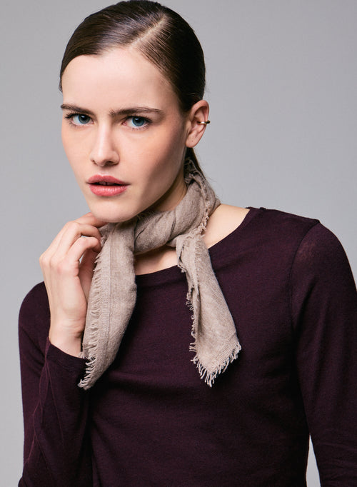 T-shirt Violet Col Rond Manches Longues en Coton Organique et Cachemire - MAJESTIC FILATURES