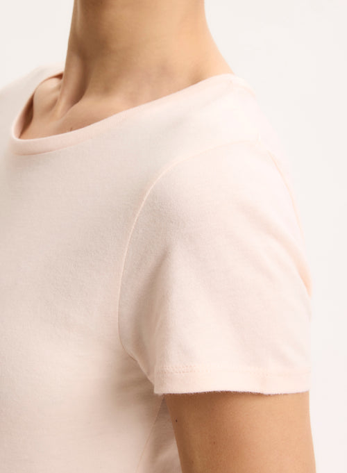 Rosafarbenes Kurzarm-T-Shirt mit Rundhalsausschnitt aus Bio-Baumwolle - MAJESTIC FILATURES