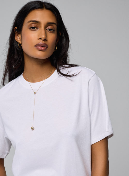 T-shirt Blanc Oversize Col Rond Manches Courtes en Deluxe Coton - MAJESTIC FILATURES