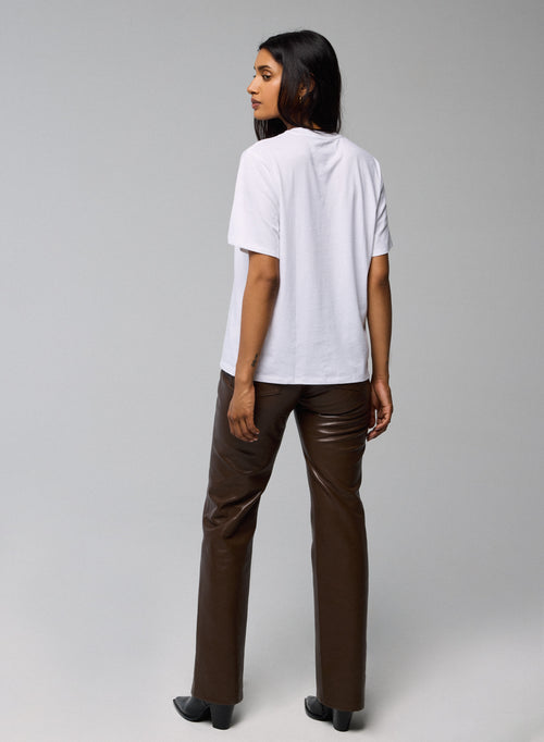 T-shirt Blanc Oversize Col Rond Manches Courtes en Deluxe Coton - MAJESTIC FILATURES