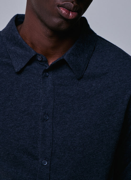 Camisa Negra Jaspeada Manga Larga en Algodón Deluxe - MAJESTIC FILATURES